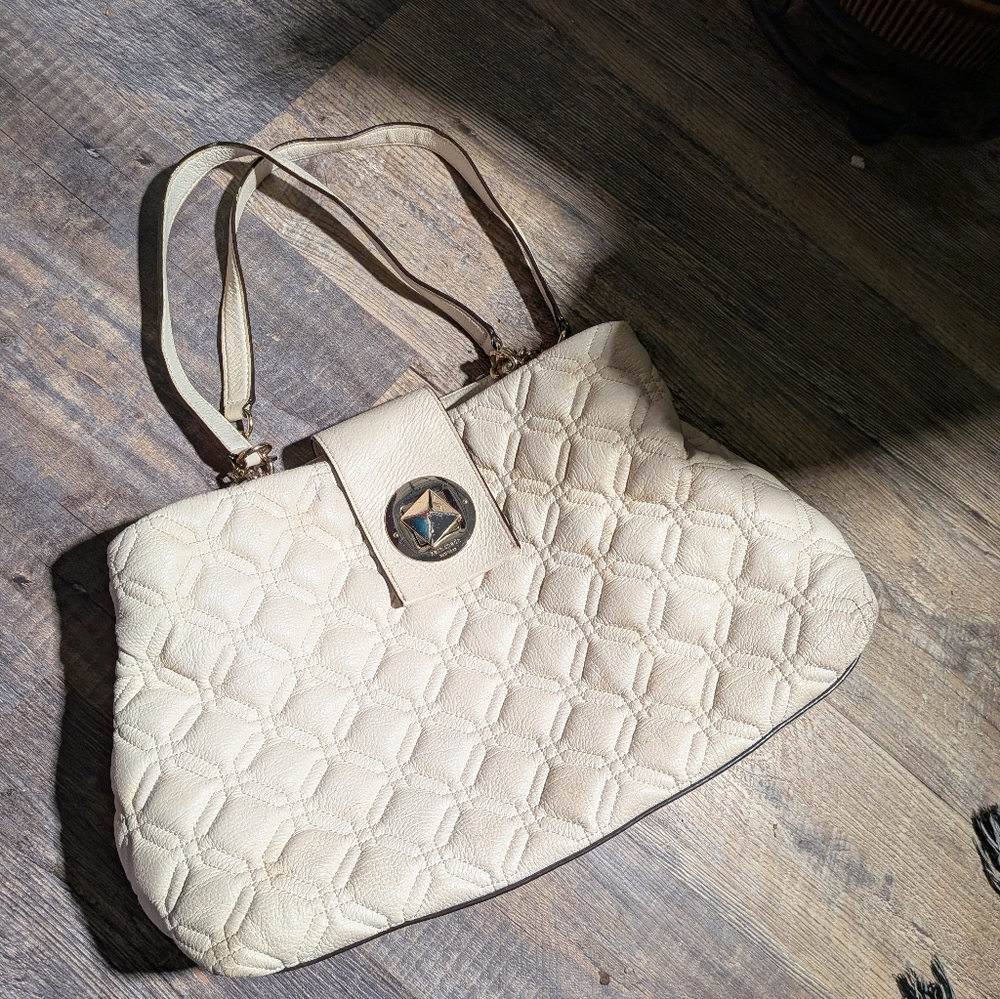 Elegant Cream Quilted Tote Bag